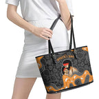 Australia Aboriginal Fathers Day Leather Tote Bag Indigenous Dot Art - Family Footprint