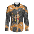 Australia Aboriginal Fathers Day Long Sleeve Button Shirt Indigenous Dot Art - Family Footprint