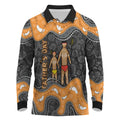 Australia Aboriginal Fathers Day Long Sleeve Polo Shirt Indigenous Dot Art - Family Footprint