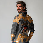 Australia Aboriginal Fathers Day Long Sleeve Polo Shirt Indigenous Dot Art - Family Footprint
