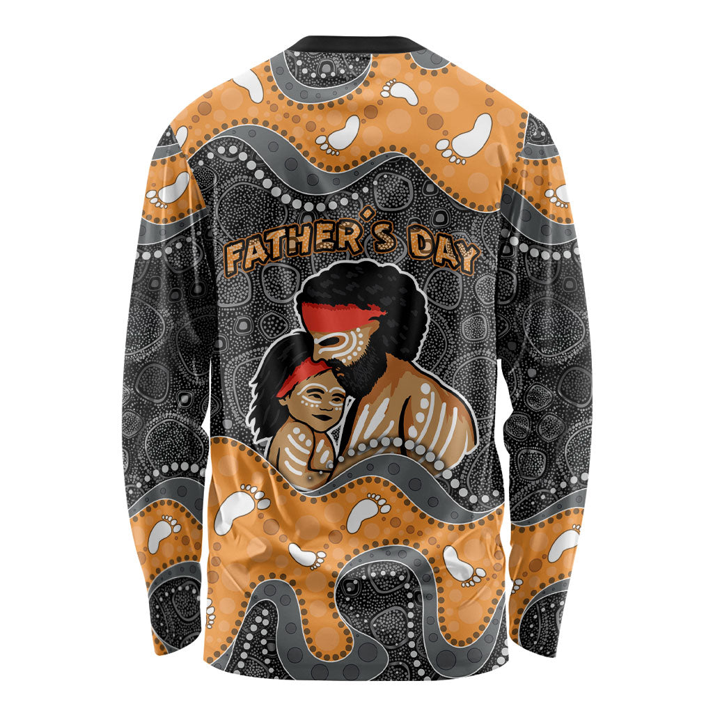 Australia Aboriginal Fathers Day Long Sleeve Shirt Indigenous Dot Art - Family Footprint