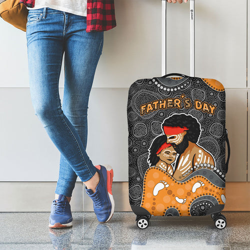 Australia Aboriginal Fathers Day Luggage Cover Indigenous Dot Art - Family Footprint
