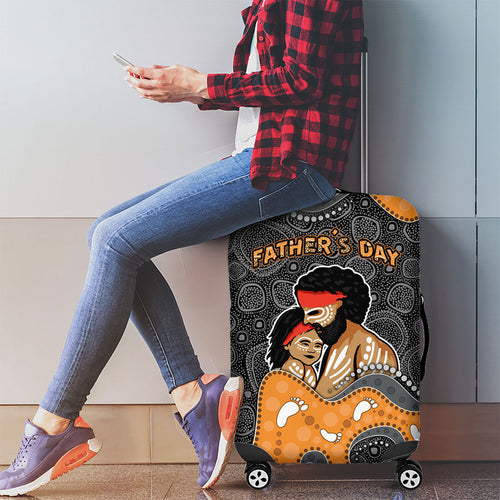 Australia Aboriginal Fathers Day Luggage Cover Indigenous Dot Art - Family Footprint