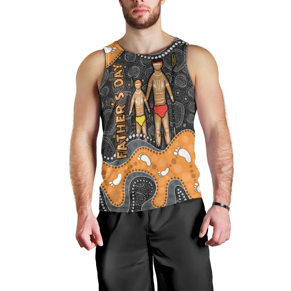 Australia Aboriginal Fathers Day Men Tank Top Indigenous Dot Art - Family Footprint
