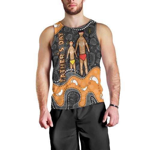 Australia Aboriginal Fathers Day Men Tank Top Indigenous Dot Art - Family Footprint