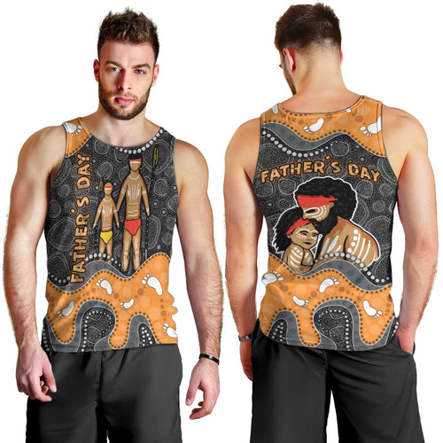 Australia Aboriginal Fathers Day Men Tank Top Indigenous Dot Art - Family Footprint