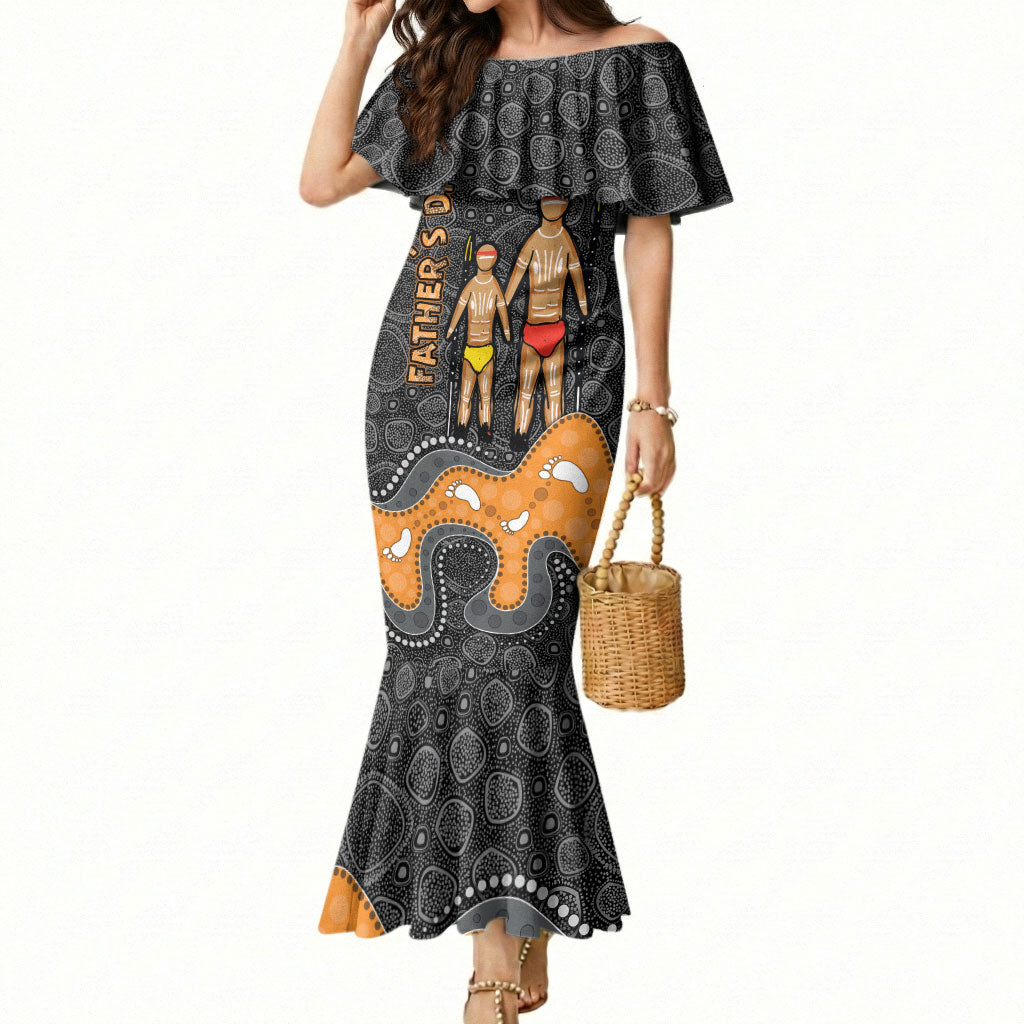 Australia Aboriginal Fathers Day Mermaid Dress Indigenous Dot Art - Family Footprint
