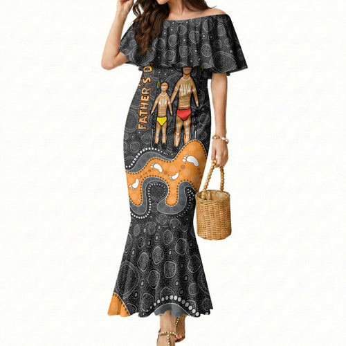 Australia Aboriginal Fathers Day Mermaid Dress Indigenous Dot Art - Family Footprint
