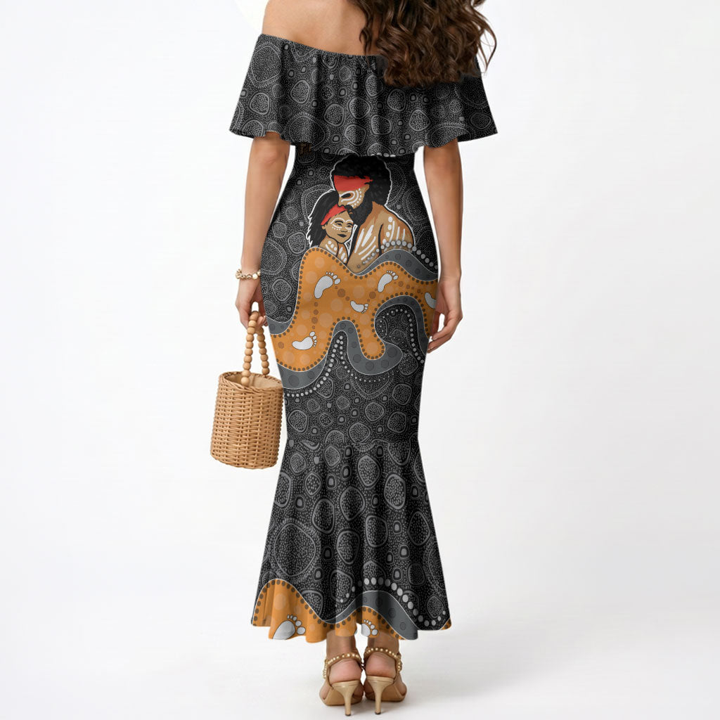 Australia Aboriginal Fathers Day Mermaid Dress Indigenous Dot Art - Family Footprint