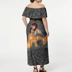 Australia Aboriginal Fathers Day Off Shoulder Maxi Dress Indigenous Dot Art - Family Footprint