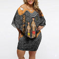 Australia Aboriginal Fathers Day Off Shoulder Short Dress Indigenous Dot Art - Family Footprint