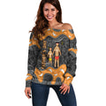 Australia Aboriginal Fathers Day Off Shoulder Sweater Indigenous Dot Art - Family Footprint