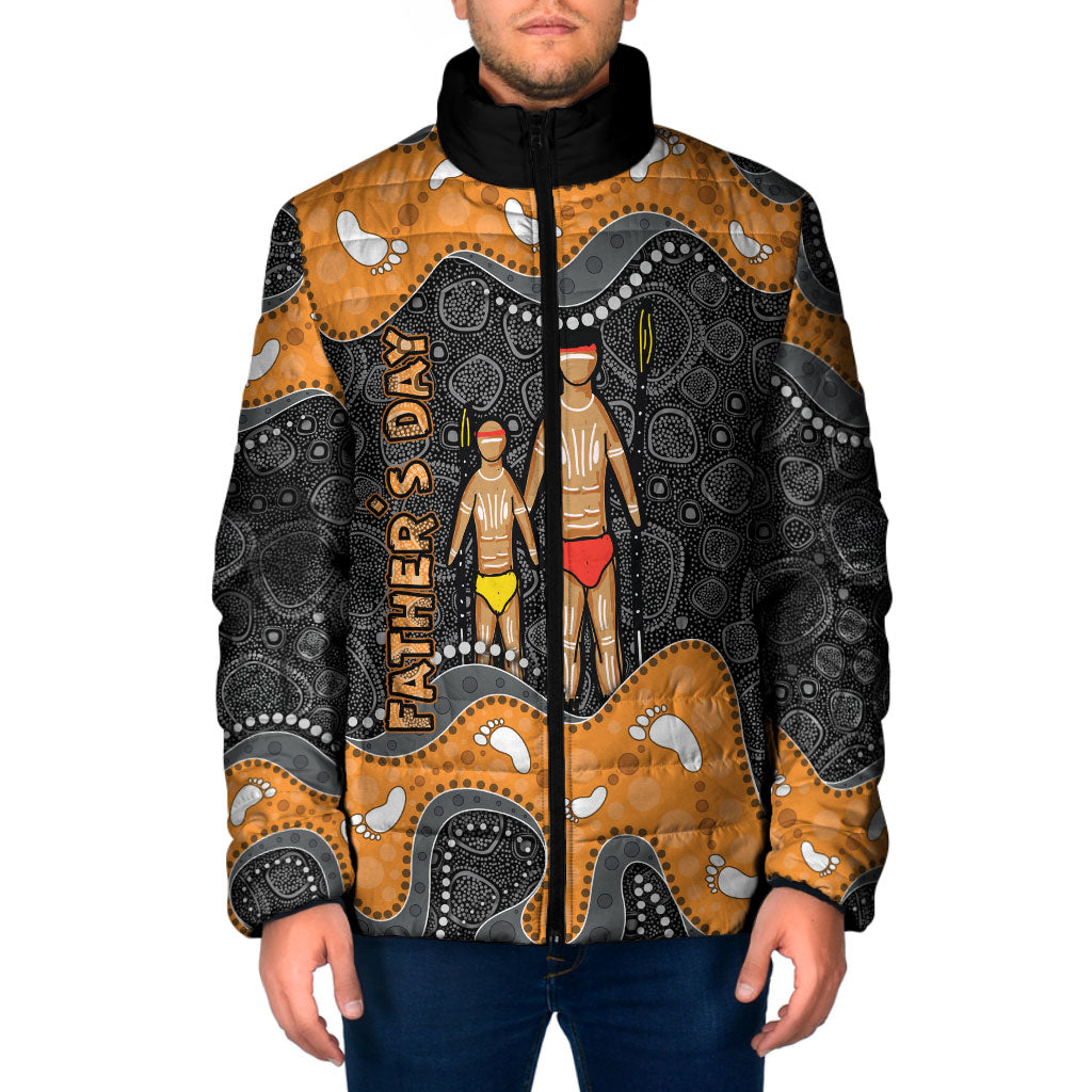 Australia Aboriginal Fathers Day Padded Jacket Indigenous Dot Art - Family Footprint