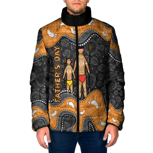 Australia Aboriginal Fathers Day Padded Jacket Indigenous Dot Art - Family Footprint