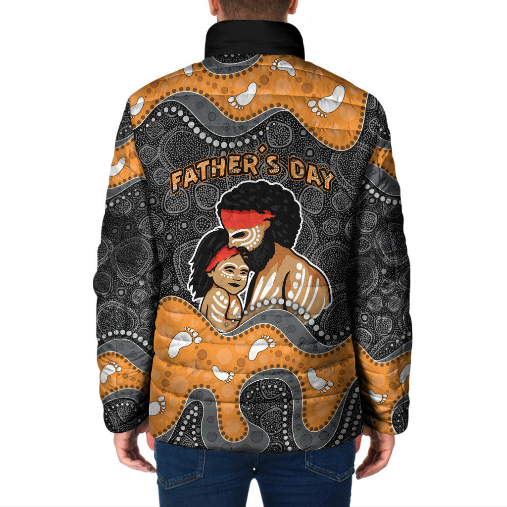 Australia Aboriginal Fathers Day Padded Jacket Indigenous Dot Art - Family Footprint