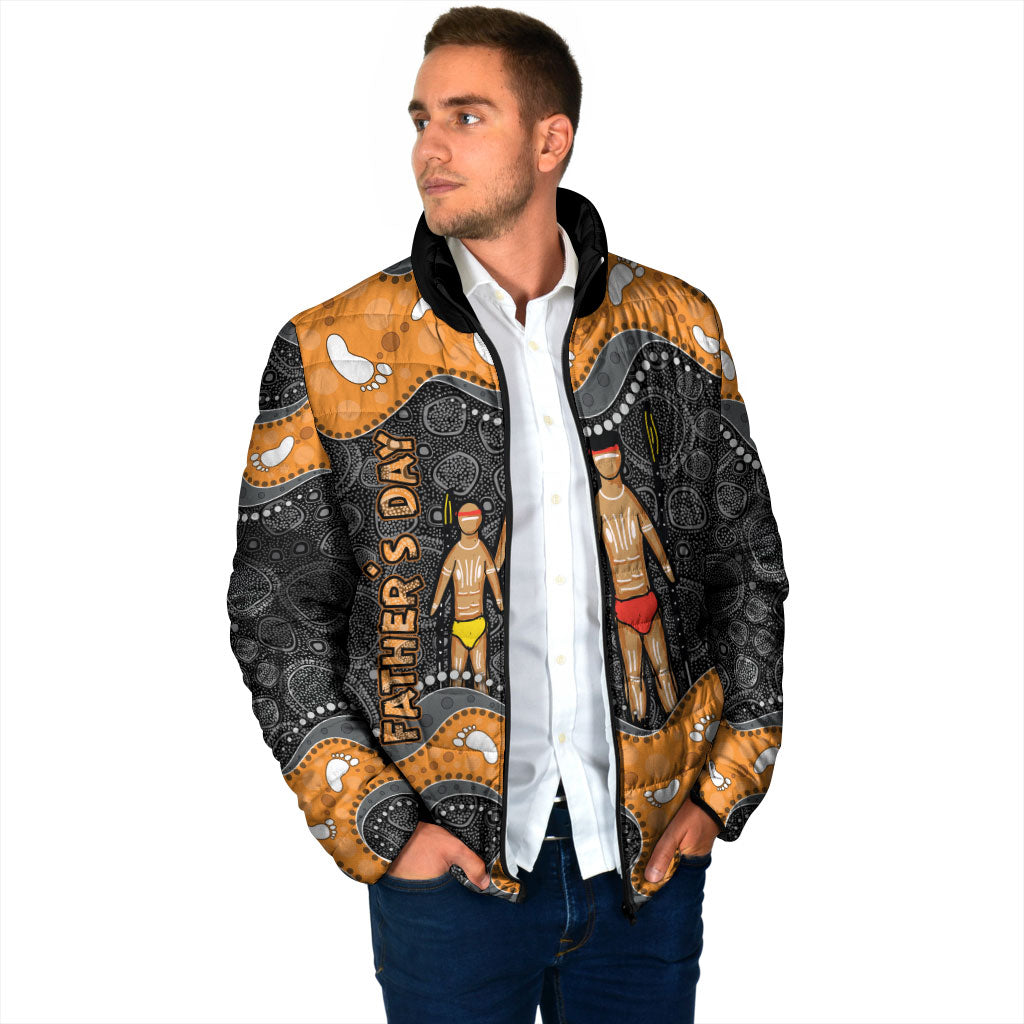 Australia Aboriginal Fathers Day Padded Jacket Indigenous Dot Art - Family Footprint