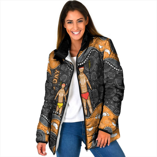 Australia Aboriginal Fathers Day Padded Jacket Indigenous Dot Art - Family Footprint