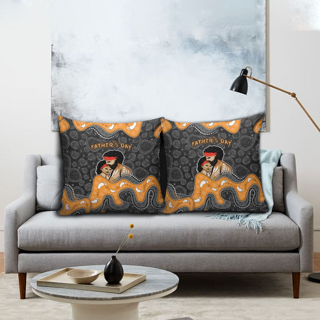 Australia Aboriginal Fathers Day Pillow Cover Indigenous Dot Art - Family Footprint