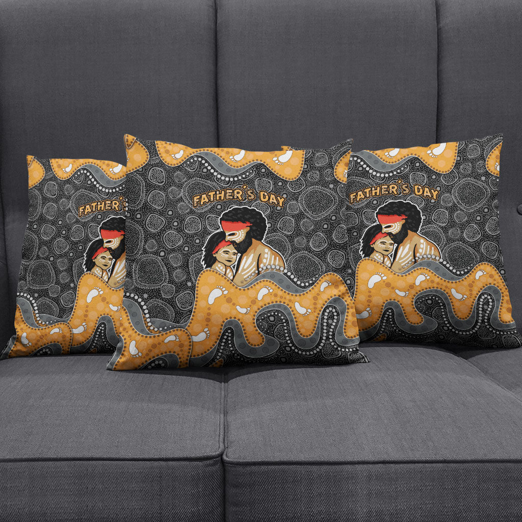 Australia Aboriginal Fathers Day Pillow Cover Indigenous Dot Art - Family Footprint