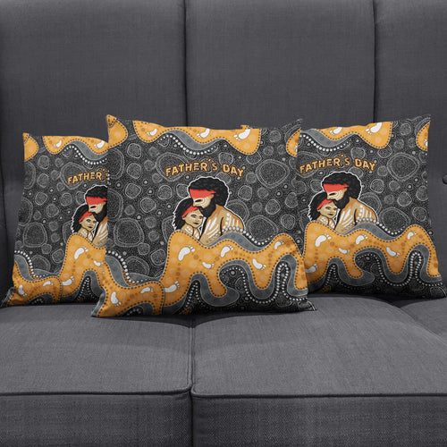 Australia Aboriginal Fathers Day Pillow Cover Indigenous Dot Art - Family Footprint