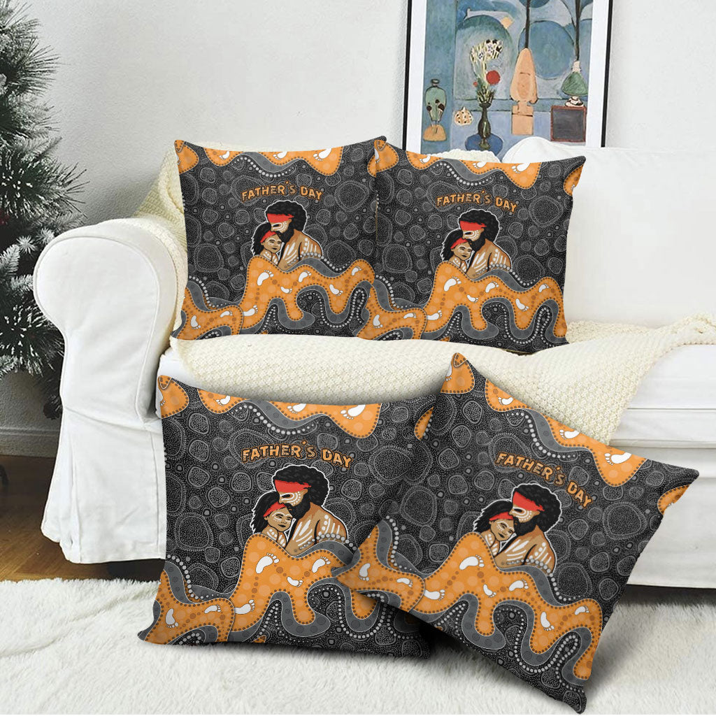 Australia Aboriginal Fathers Day Pillow Cover Indigenous Dot Art - Family Footprint