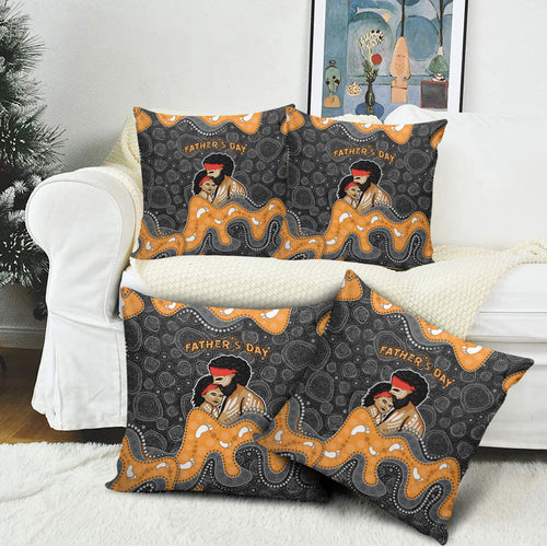 Australia Aboriginal Fathers Day Pillow Cover Indigenous Dot Art - Family Footprint