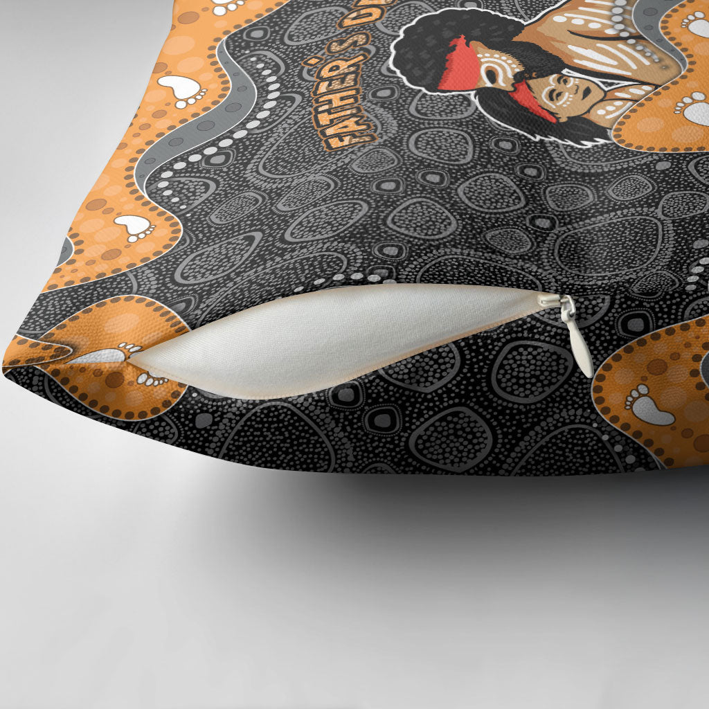 Australia Aboriginal Fathers Day Pillow Cover Indigenous Dot Art - Family Footprint