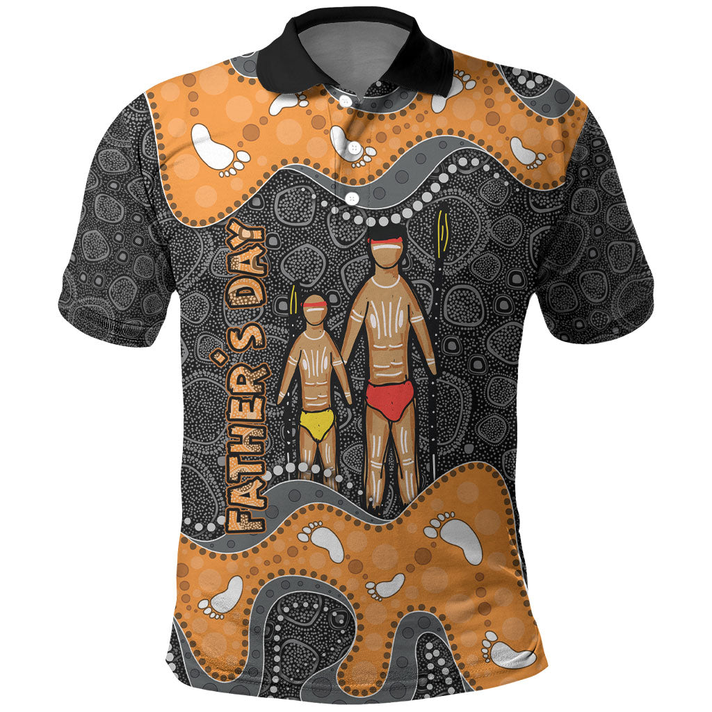 Australia Aboriginal Fathers Day Polo Shirt Indigenous Dot Art - Family Footprint