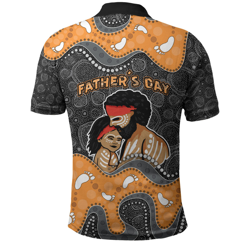 Australia Aboriginal Fathers Day Polo Shirt Indigenous Dot Art - Family Footprint
