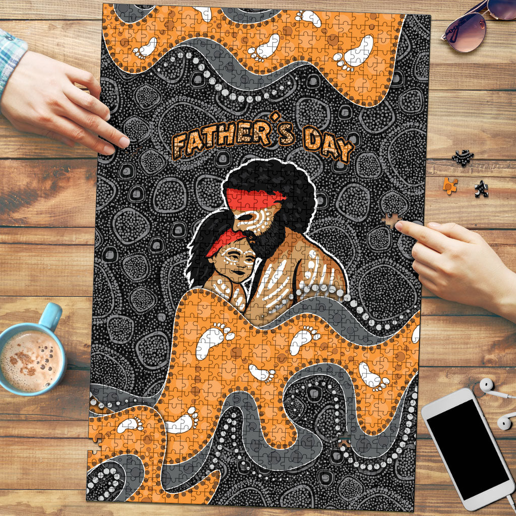 Australia Aboriginal Fathers Day Puzzle Indigenous Dot Art - Family Footprint