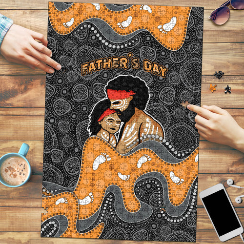 Australia Aboriginal Fathers Day Puzzle Indigenous Dot Art - Family Footprint