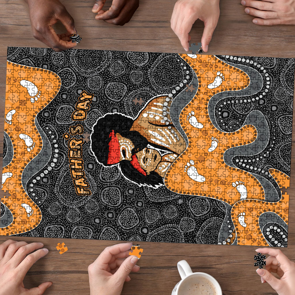 Australia Aboriginal Fathers Day Puzzle Indigenous Dot Art - Family Footprint