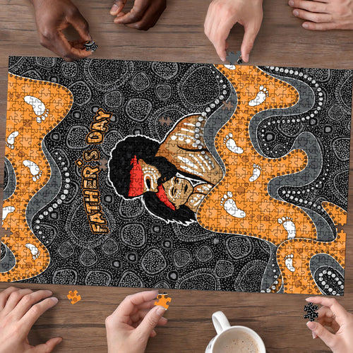 Australia Aboriginal Fathers Day Puzzle Indigenous Dot Art - Family Footprint