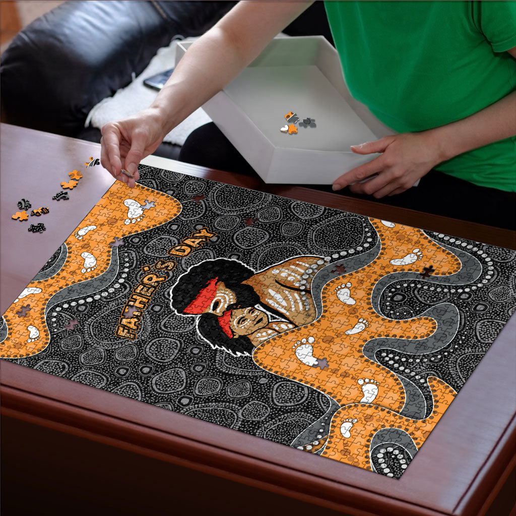 Australia Aboriginal Fathers Day Puzzle Indigenous Dot Art - Family Footprint