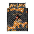 Australia Aboriginal Fathers Day Quilt Bed Set Indigenous Dot Art - Family Footprint