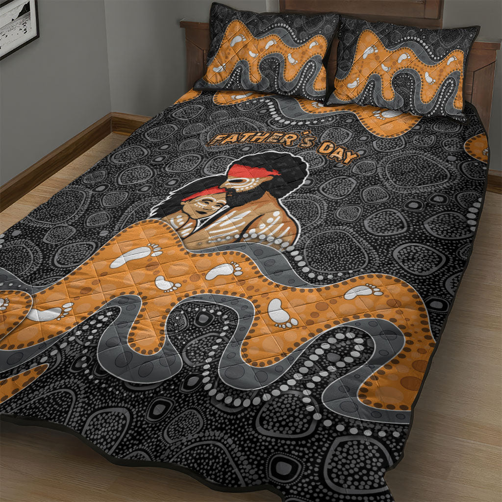 Australia Aboriginal Fathers Day Quilt Bed Set Indigenous Dot Art - Family Footprint