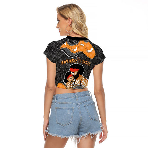 Australia Aboriginal Fathers Day Raglan Cropped T Shirt Indigenous Dot Art - Family Footprint