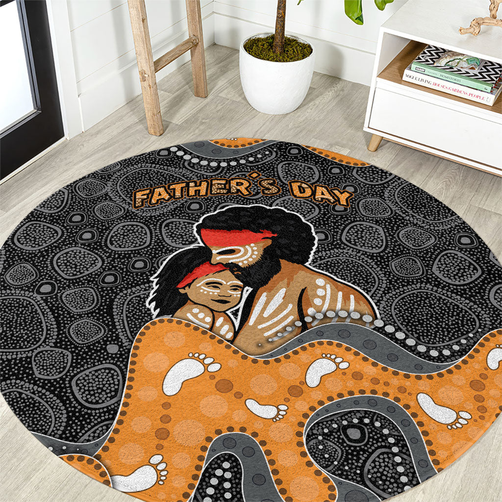 Australia Aboriginal Fathers Day Round Carpet Indigenous Dot Art - Family Footprint
