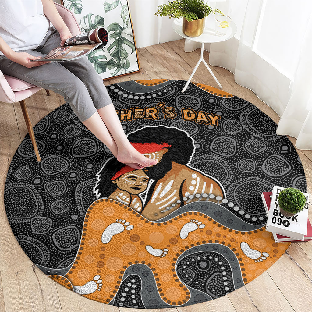 Australia Aboriginal Fathers Day Round Carpet Indigenous Dot Art - Family Footprint
