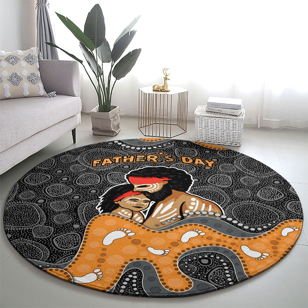 Australia Aboriginal Fathers Day Round Carpet Indigenous Dot Art - Family Footprint