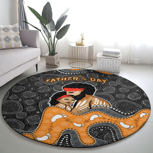 Australia Aboriginal Fathers Day Round Carpet Indigenous Dot Art - Family Footprint