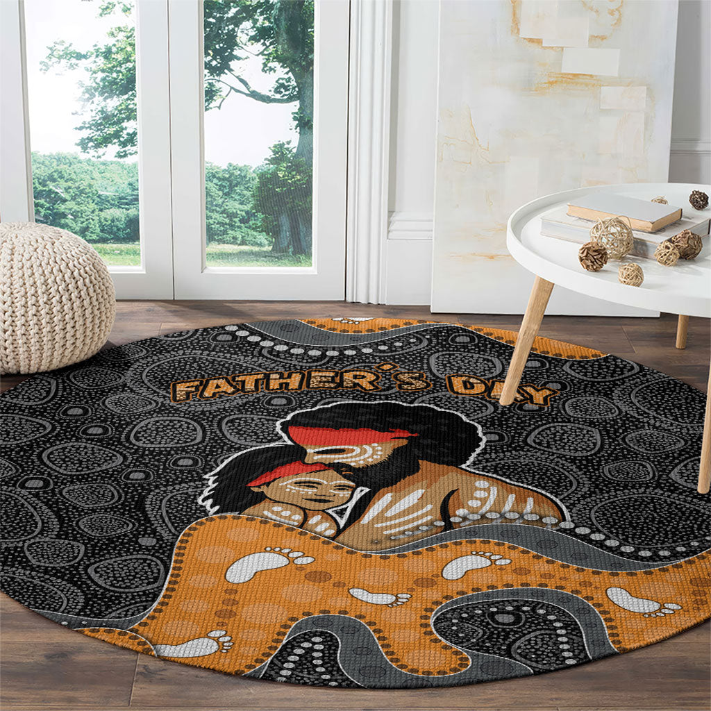 Australia Aboriginal Fathers Day Round Carpet Indigenous Dot Art - Family Footprint