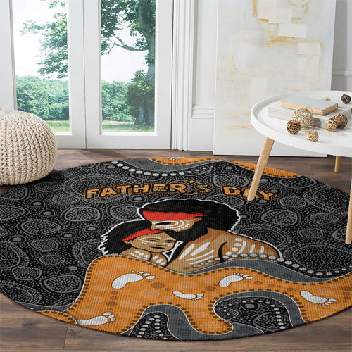 Australia Aboriginal Fathers Day Round Carpet Indigenous Dot Art - Family Footprint
