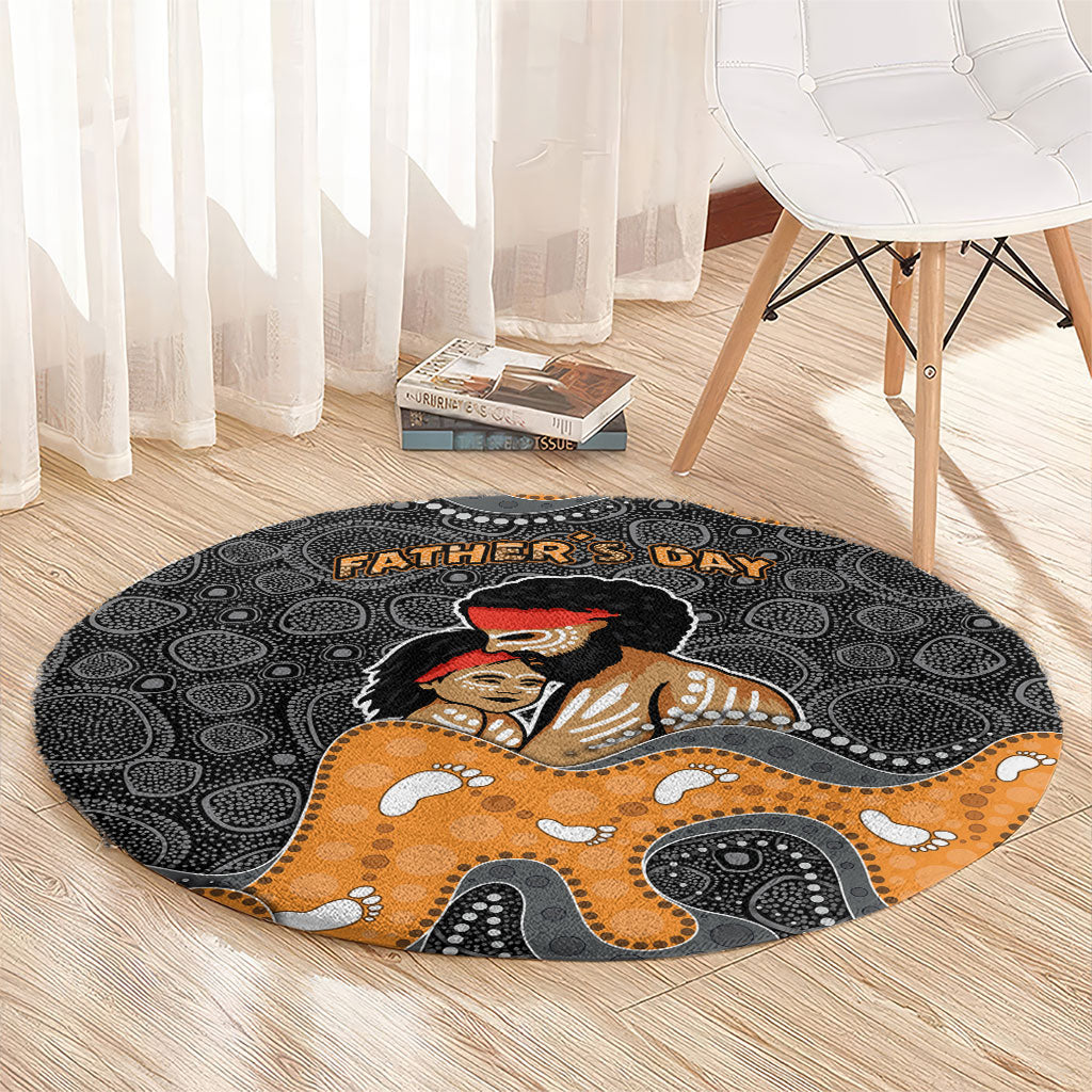 Australia Aboriginal Fathers Day Round Carpet Indigenous Dot Art - Family Footprint