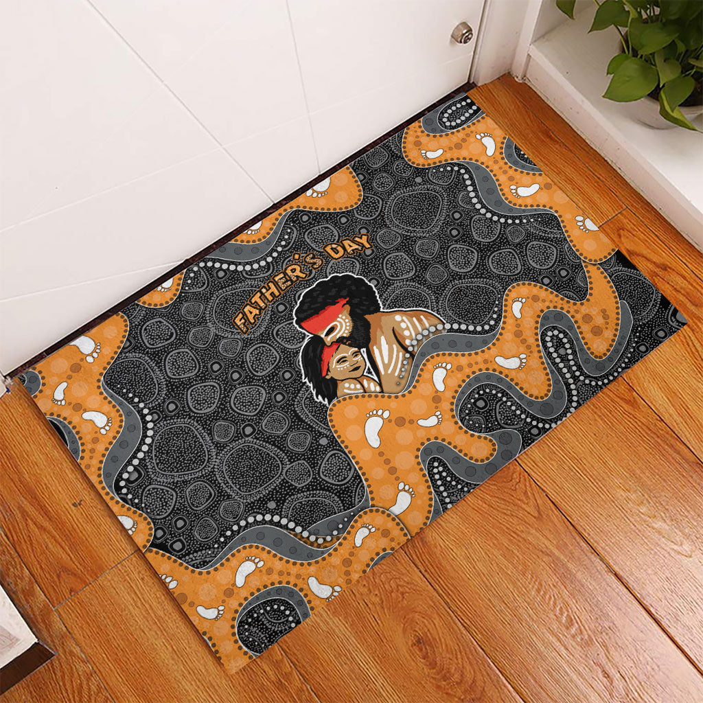 Australia Aboriginal Fathers Day Rubber Doormat Indigenous Dot Art - Family Footprint