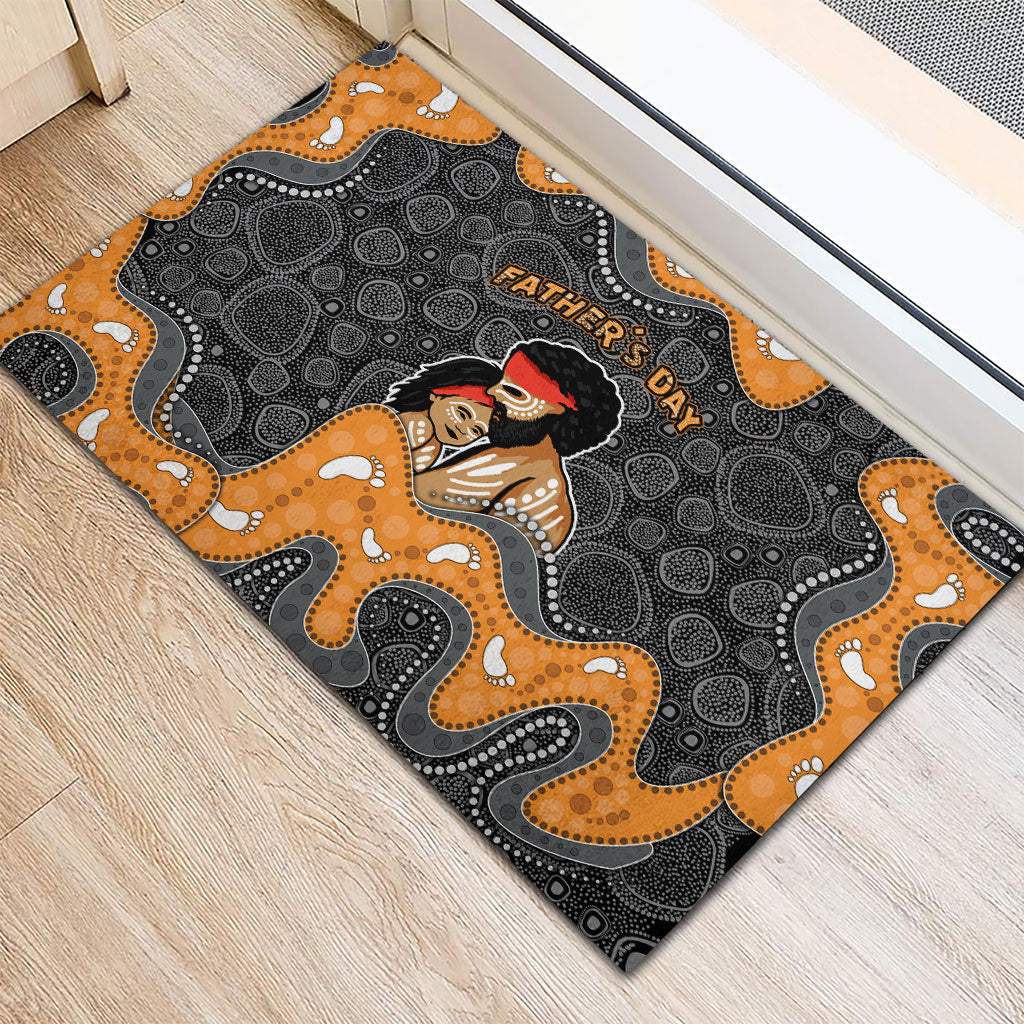 Australia Aboriginal Fathers Day Rubber Doormat Indigenous Dot Art - Family Footprint
