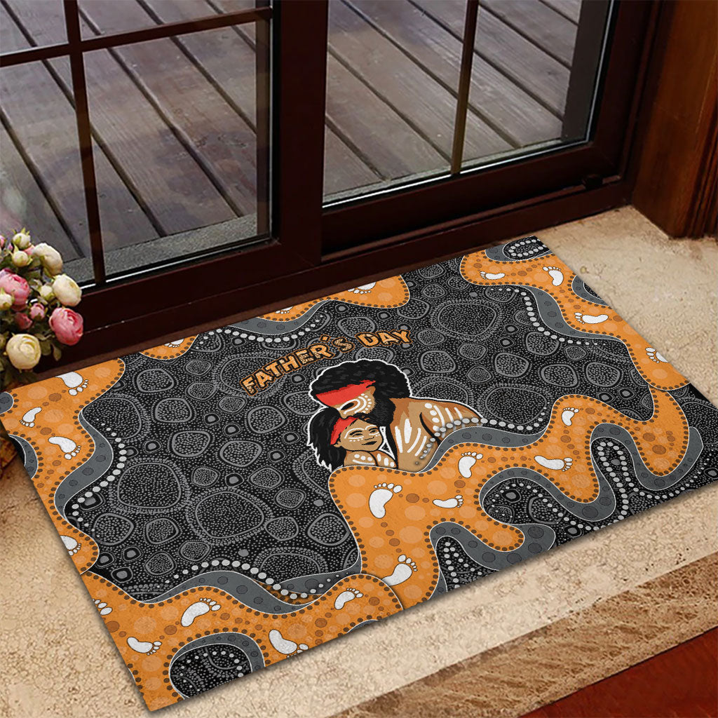Australia Aboriginal Fathers Day Rubber Doormat Indigenous Dot Art - Family Footprint