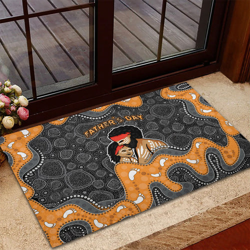 Australia Aboriginal Fathers Day Rubber Doormat Indigenous Dot Art - Family Footprint