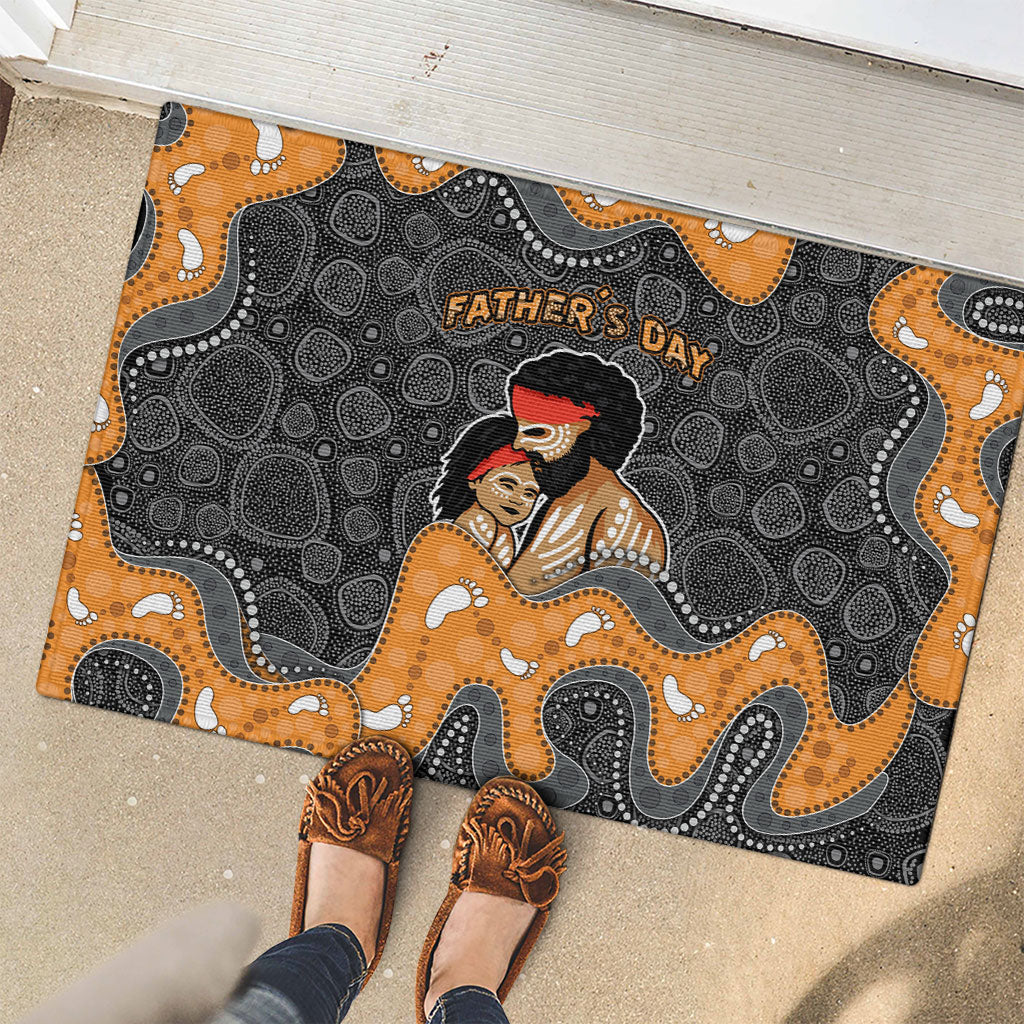 Australia Aboriginal Fathers Day Rubber Doormat Indigenous Dot Art - Family Footprint