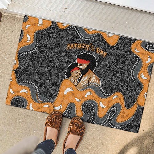 Australia Aboriginal Fathers Day Rubber Doormat Indigenous Dot Art - Family Footprint